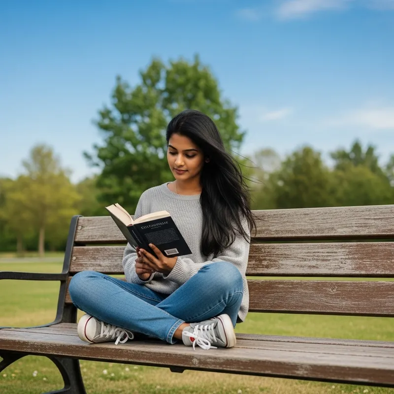 Girl Reading Book in Park | Relaxing Outdoor Reading Spot