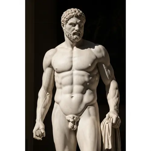 Ancient Hercules Sculpture: Raw Power & Strength Display