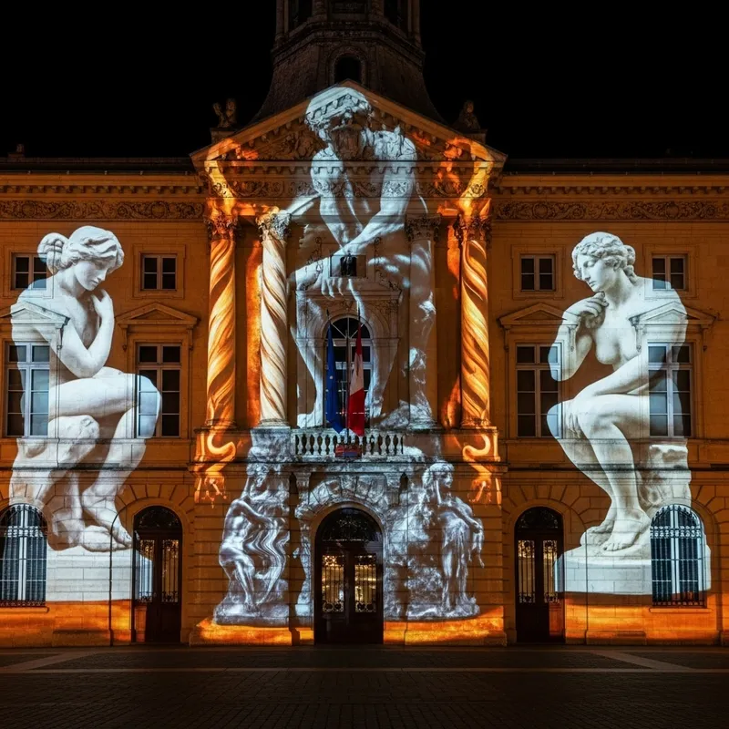 Sculpture Spectacle: Camille Claudel Theme Projection at Mairie Façade