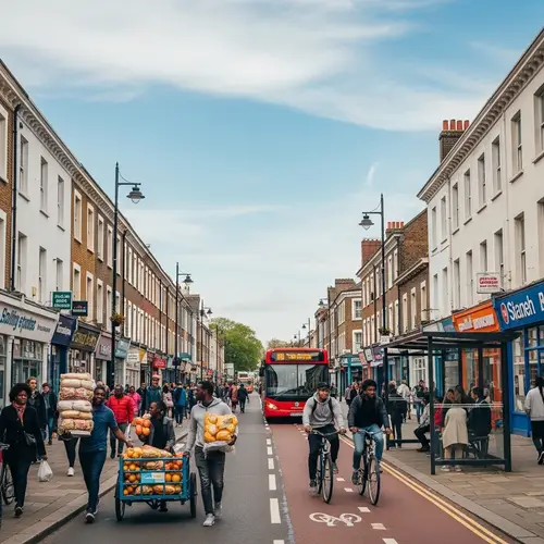 Vibrant Urban Street Scene: African Culture & Commerce