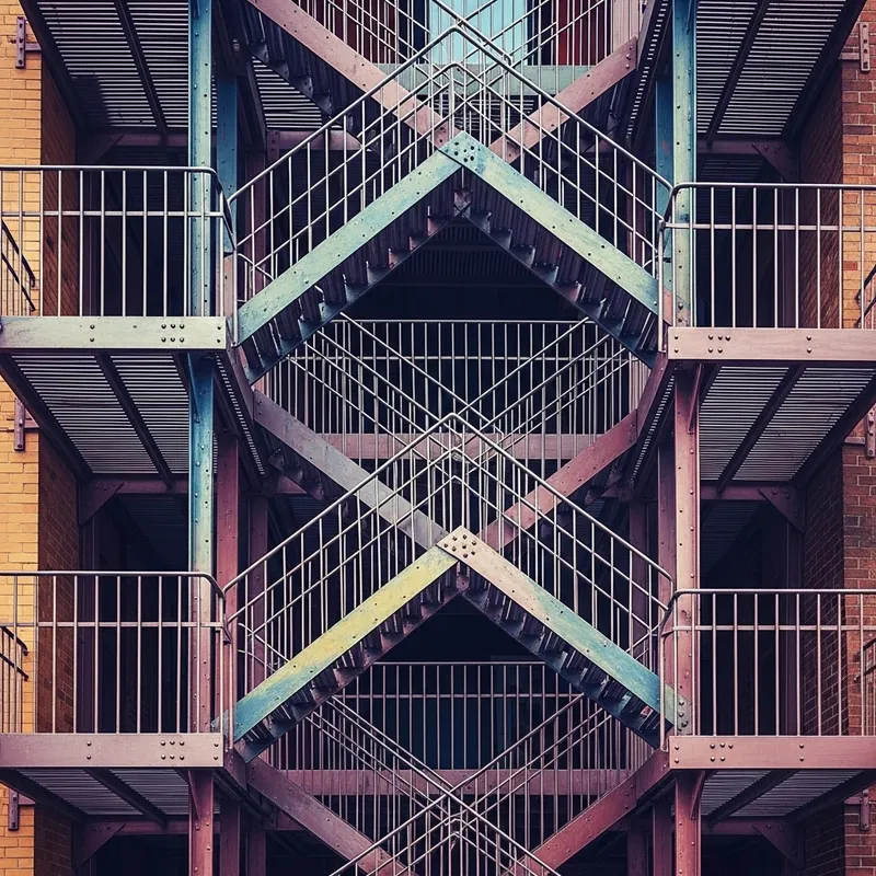 Abstract Fire Escape Art: A Unique Perspective