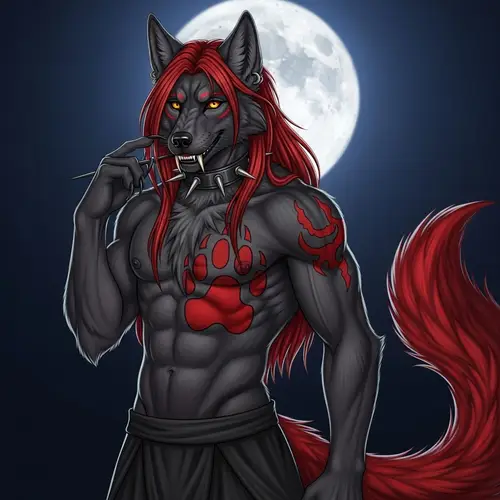 Male Wolf with Red Hair and Amber Eyes