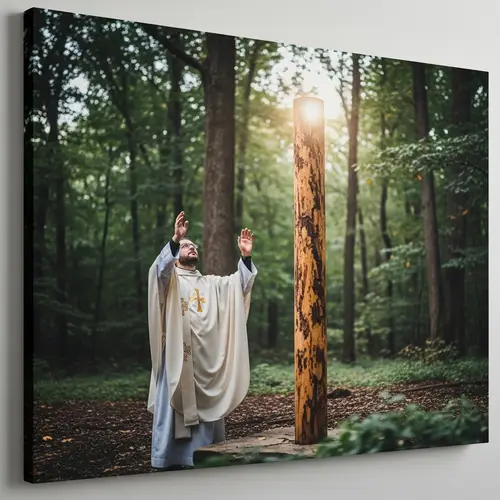 Modern-Day Priest Worshiping Pole | Photographic Art