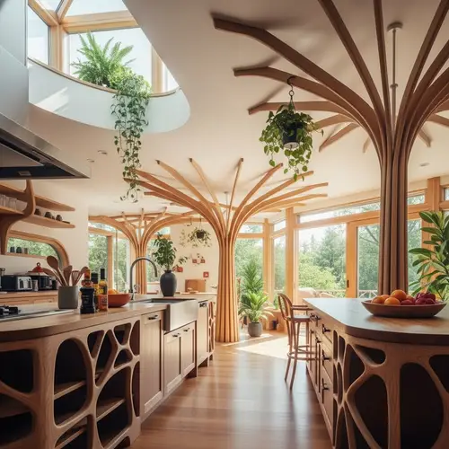 Biophilic Interior Design: Mushroom House Kitchen Inspired by Japanese Aesthetics