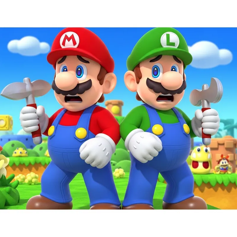 Mario and Luigi Terrified and Prepared for Battle