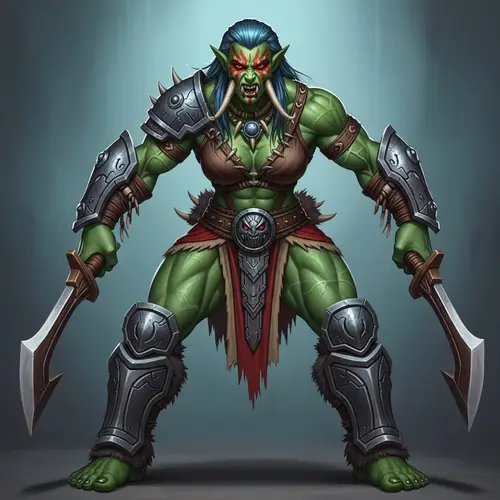 Powerful Fantasy Woman: Muscular Half-Orc Heroine