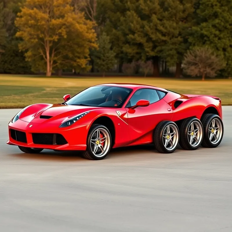 Innovative Ferrari with 8 Wheels - A Unique Concept Innovative Ferrari with 8 Wheels - A Unique Concept