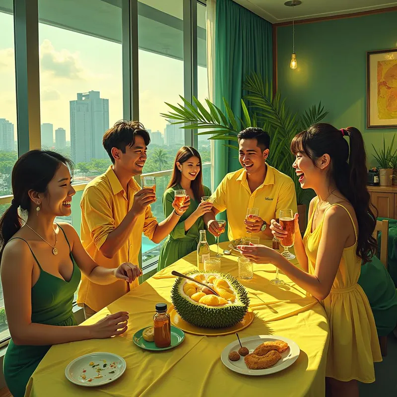 Vibrant Durian-Themed Party in a Modern Condo Vibrant Durian-Themed Party in a Modern Condo