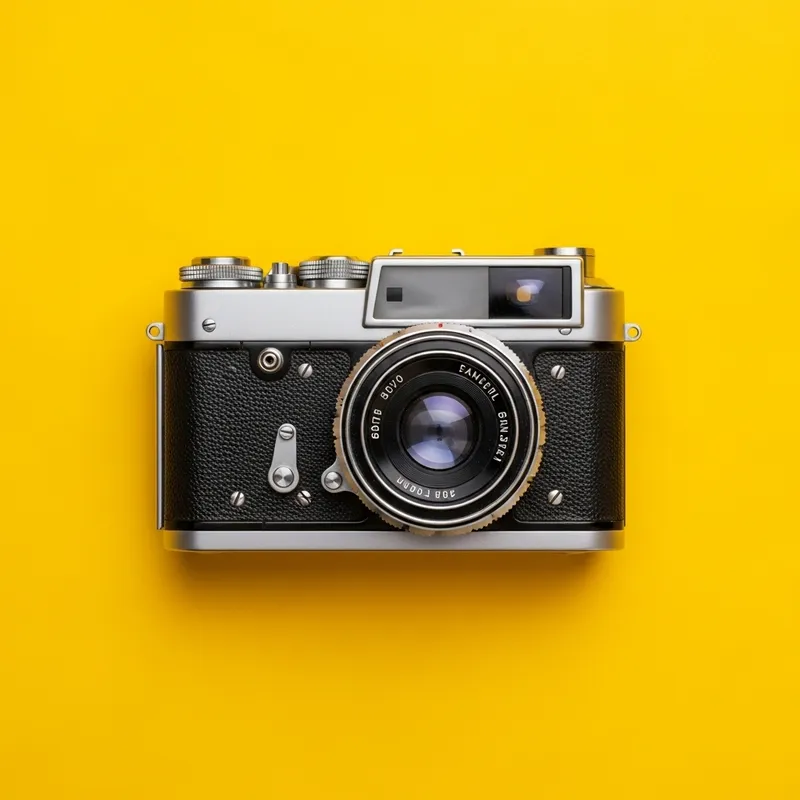 Stunning Vintage Camera on Yellow Background