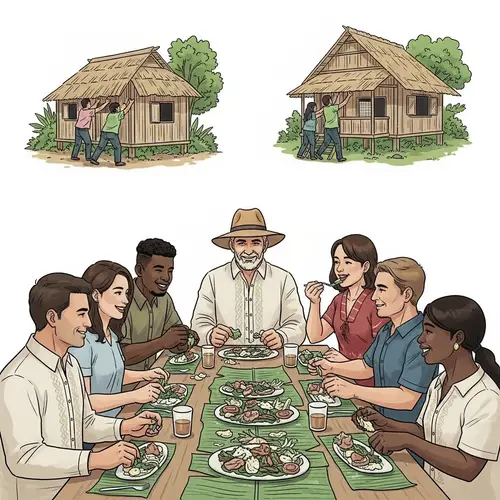 Diverse Community Enjoying Boodle Fight - Symbol of Camaraderie