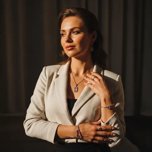 Captivating Radiance: Elegant Woman in Warm Sunlight