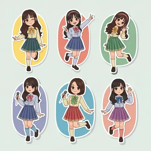 Diverse Young Female Members of Popular Indonesian Idol Group Sticker Set