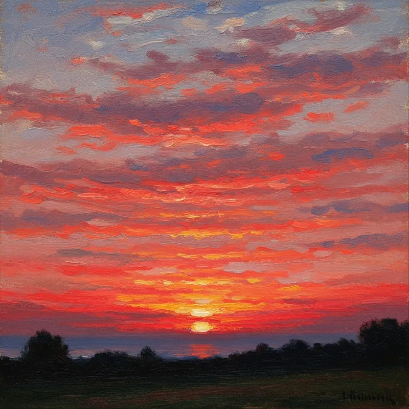 Impressionist Sunset Painting | Expressive Sky & Landscape Art
