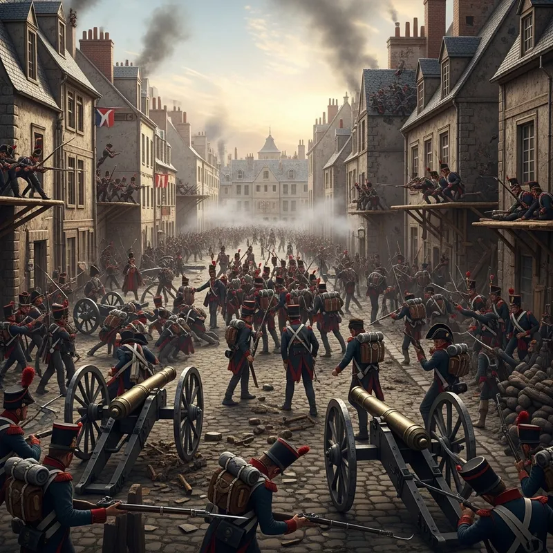 Epic Napoleonic Era Urban Warfare: Large-Scale Battle Scene