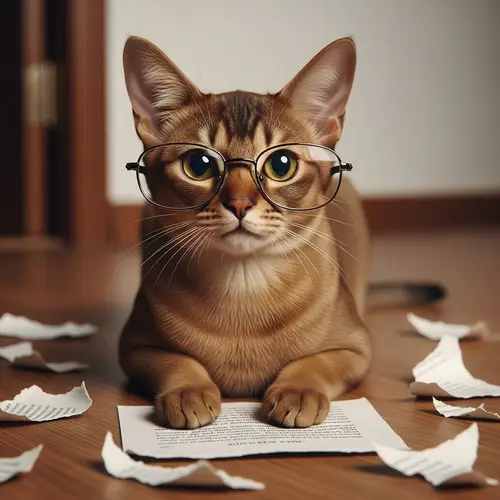 Cute Cat with Glasses in Mahogany Brown Shade