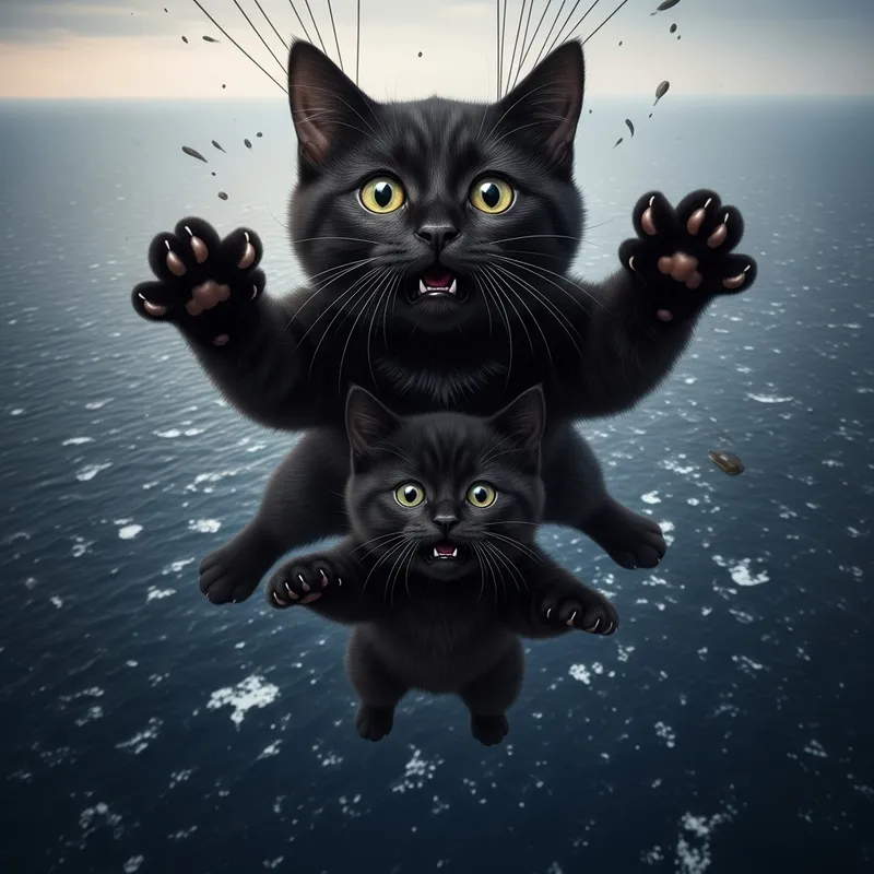 Real-life Black Cat & Kitten Parachute Adventure: A Terrifying Plunge