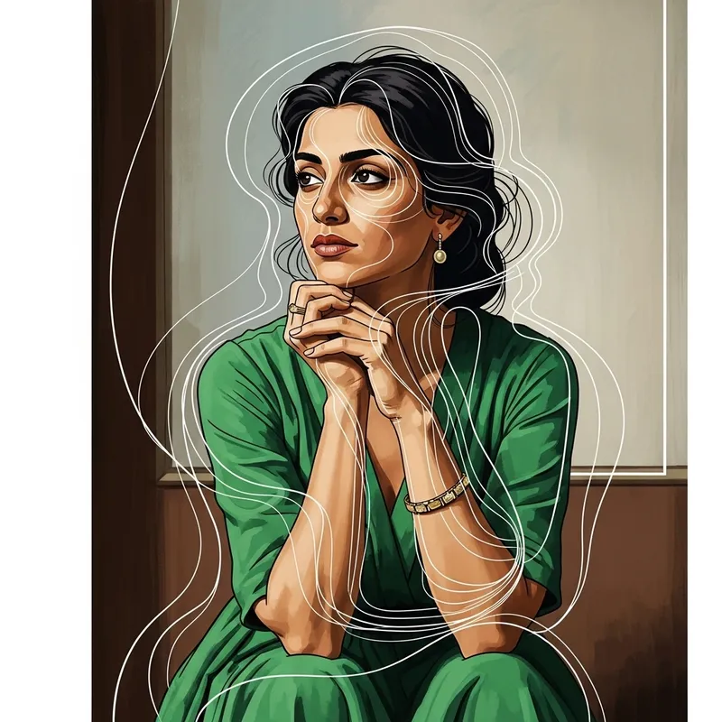 Artistic Portrait: Color, Line, Form | Middle-Eastern Woman in Green Dress