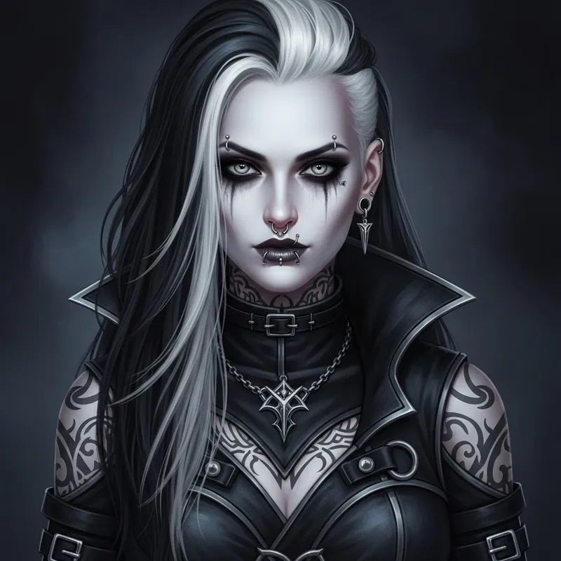 Gothic Fantasy: Coldly Beautiful Woman with Piercing Eyes