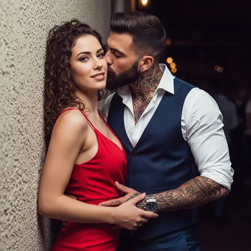 Romantic Italian Couple in New York Nightclub - Stunning Portrait