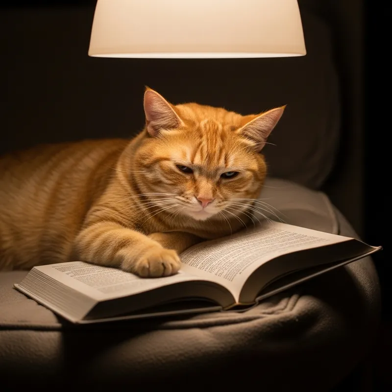 Orange Cat Reading Book