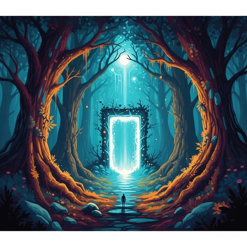A Mystical Forest Landscape with a Glowing Portal | Adventure Awaits