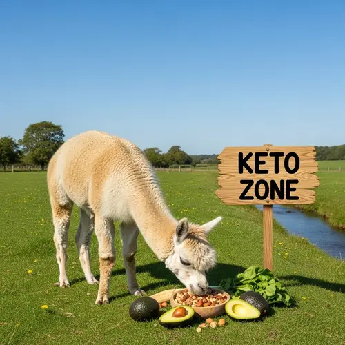 Alpaca on Keto Diet in Idyllic Countryside Setting
