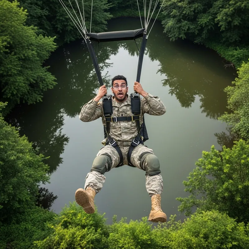 American Soldier Parachute Accident | Injured Landing on Pond