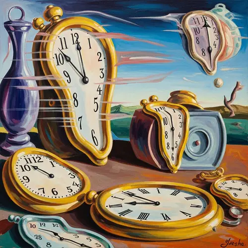 Surrealistic Time Concept with Vibrant Colors