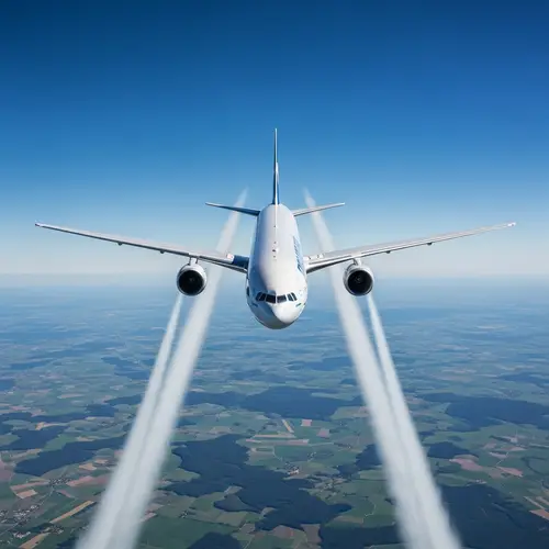 Commercial Jet Airplane Soaring in Blue Sky