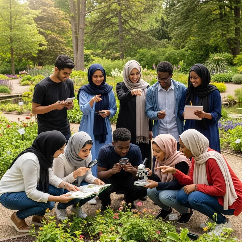 Respectful Hijabi Students on School Outing