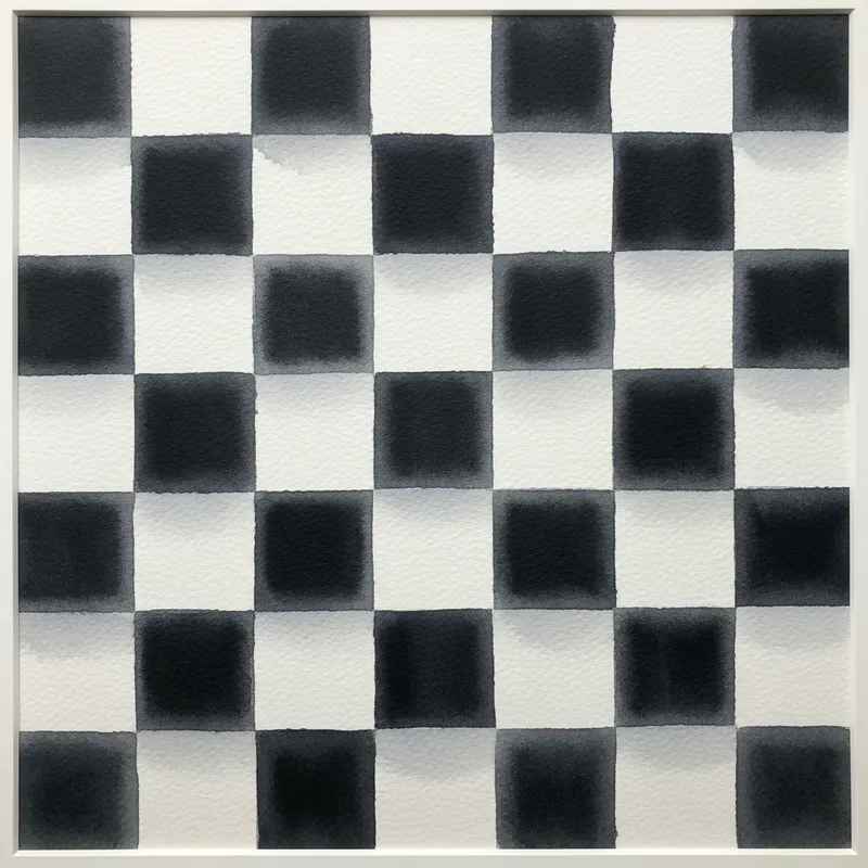 Chess Style Watercolor Painting of White and Black Rhombuses Chess Style Watercolor Painting of White and Black Rhombuses