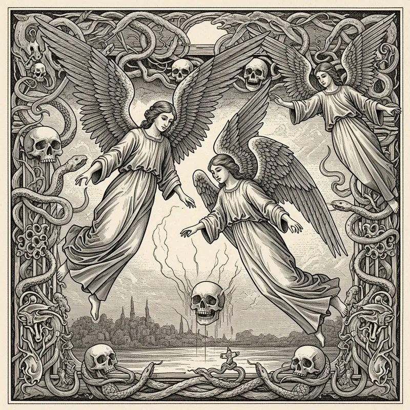 Post-Victorian Fantasy Engraving: Angels, Skulls, and Serpents