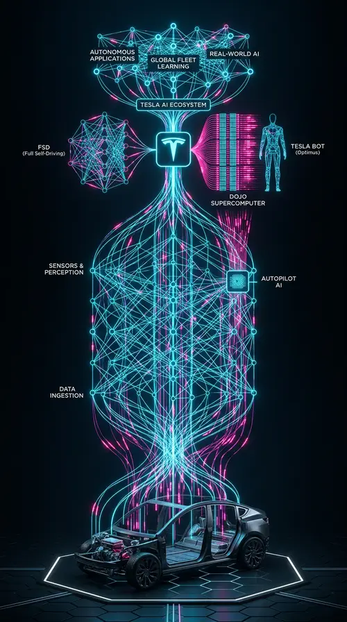 Tesla AI Ecosystem Visualization: High-Tech Design