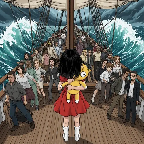 Illustration of a Tall Ship in Rough Seas