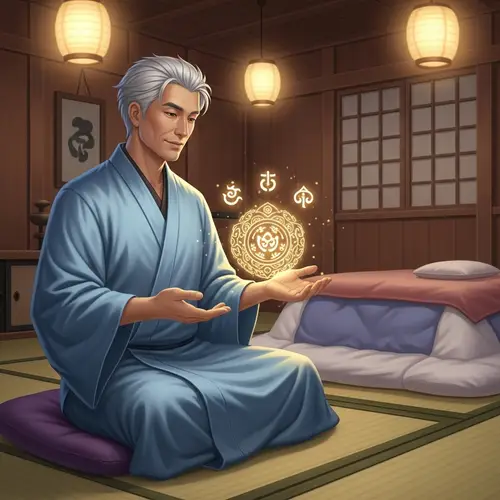 Healing Session in a Tranquil Wooden Bedroom