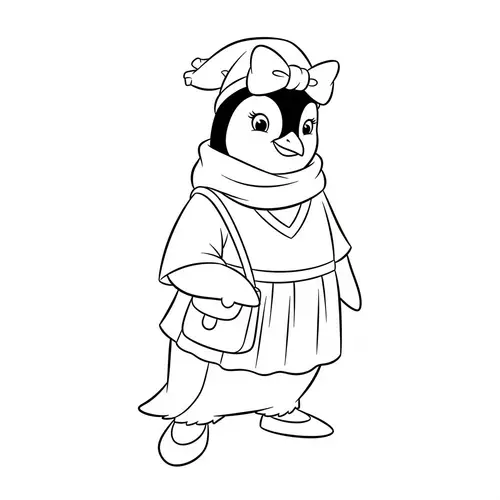 Simplified Penguin Character - Children's Coloring Image
