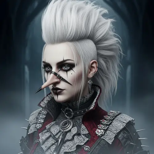 Fantasy Goth Woman: Striking Punk Hairstyle & Distinctive Gray Eyes