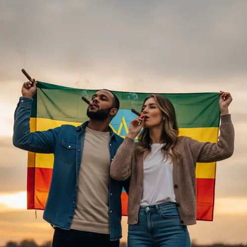 Celebrating Ethiopia: Smoking Cigars Under Serene Sunset Sky