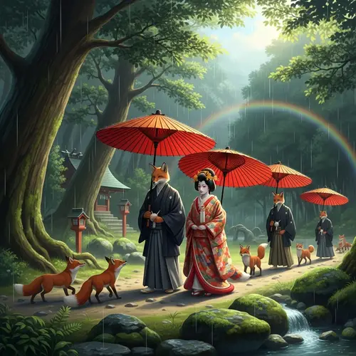 Fox Wedding Procession: Enchanting Japanese Folklore