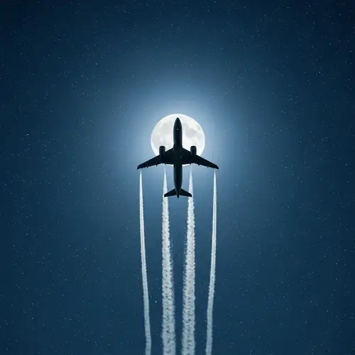 Graceful Airplane Soaring in Starlit Sky | Tranquil Night Flight