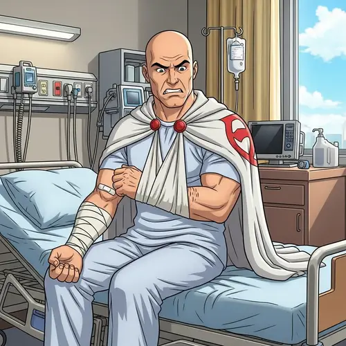 Saitama Hospital Scene - Annoyed Hero in White Cape