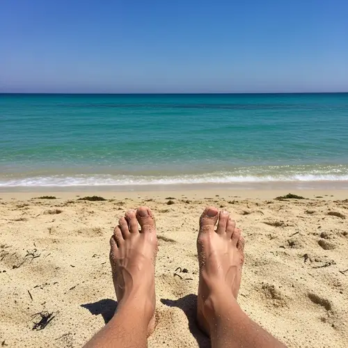 Man's Feet on Sandy Beach | Relaxing Beach Scene