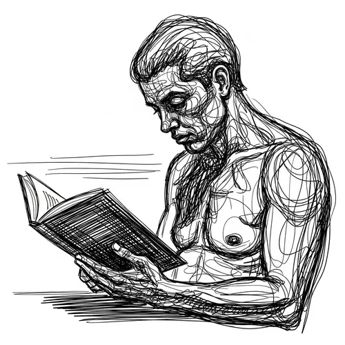Reading Figure Sketch Art | Book Enthusiast Illustration