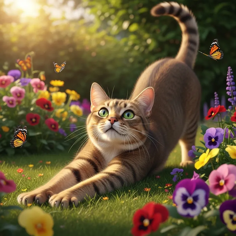 Tawny Coated Cat Basking in Sunlight