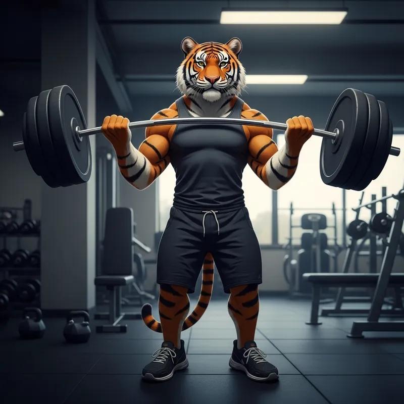 Tiger Lifting Weights at the Gym: A Unique Sight Tiger Lifting Weights at the Gym: A Unique Sight