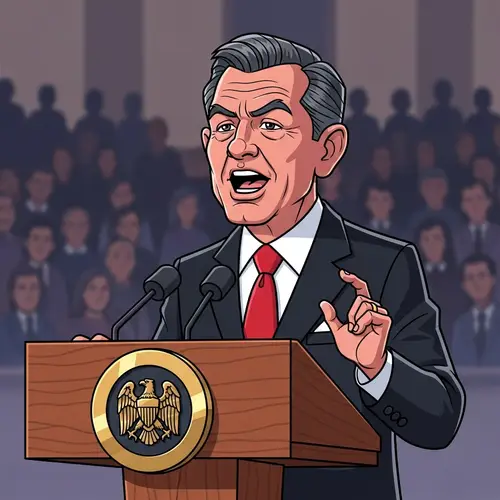 Middle-Aged Male Public Figure Speaking to Crowd