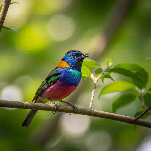 Colorful Bird Perched in Lush Green Forest