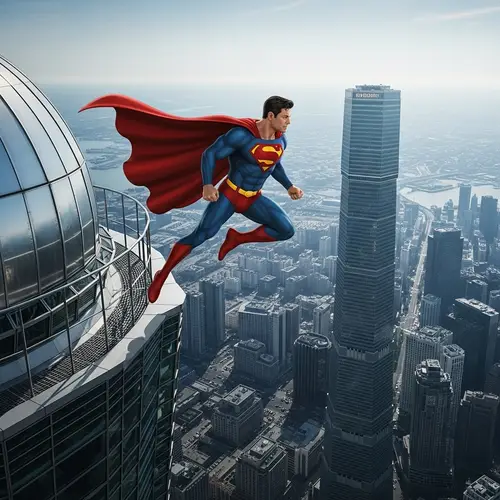 Superman Rescues from Burj Khalifa - 828 Meters Tall