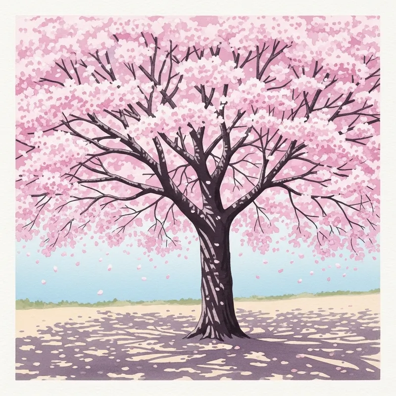 Cherry Blossom Tree Watercolor Art Cherry Blossom Tree Watercolor Art