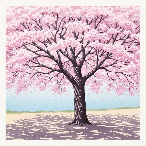 Cherry Blossom Tree - Traditional Japanese Watercolor Art